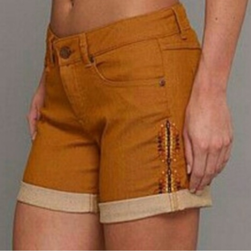 Prana Orange Jean Shorts with Rolled Hem